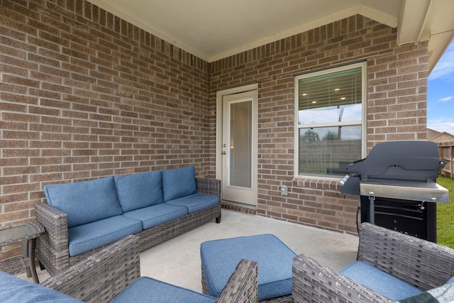 view of patio / terrace featuring outdoor lounge area and area for grilling