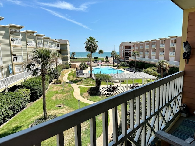 balcony with a water view