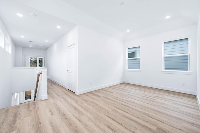 empty room with light wood-type flooring