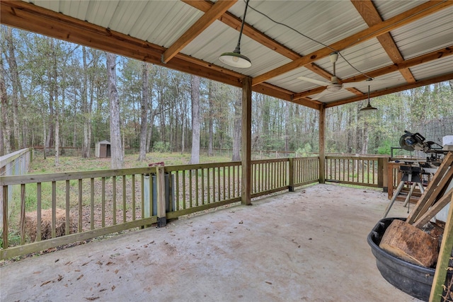 view of patio with ceiling fan