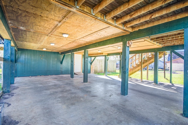 exterior space with wood ceiling