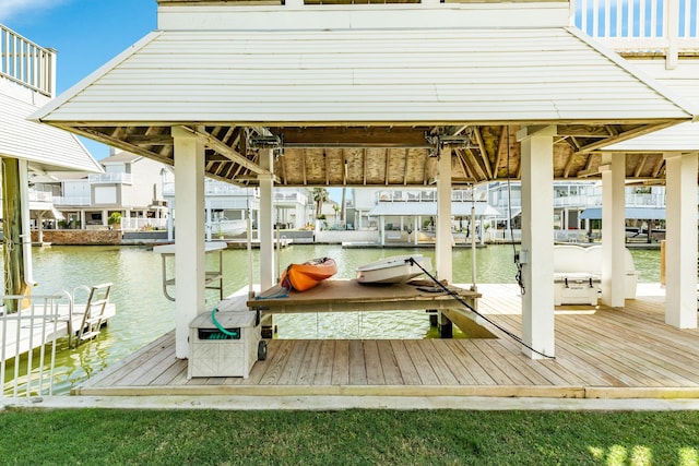 view of dock featuring a water view