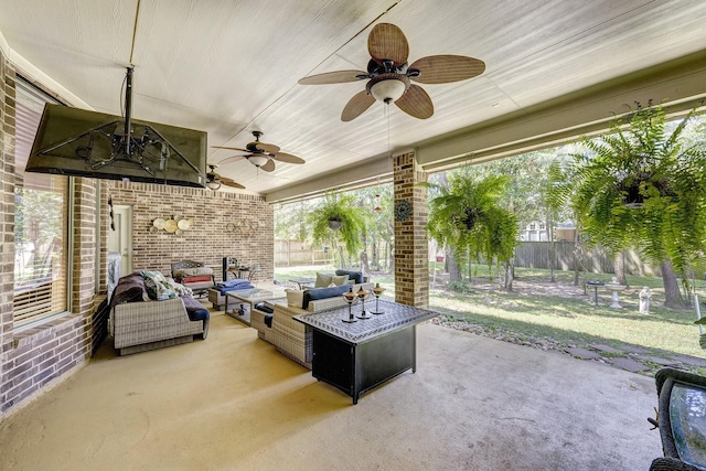 9051 Forest Cliff Ct, Conroe, TX 77302 - view of patio / terrace featuring an outdoor living space and ceiling fan
