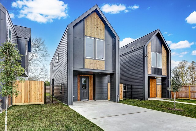 modern home with a front yard