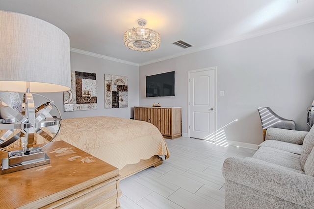 bedroom featuring crown molding