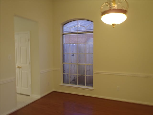 spare room with wood-type flooring