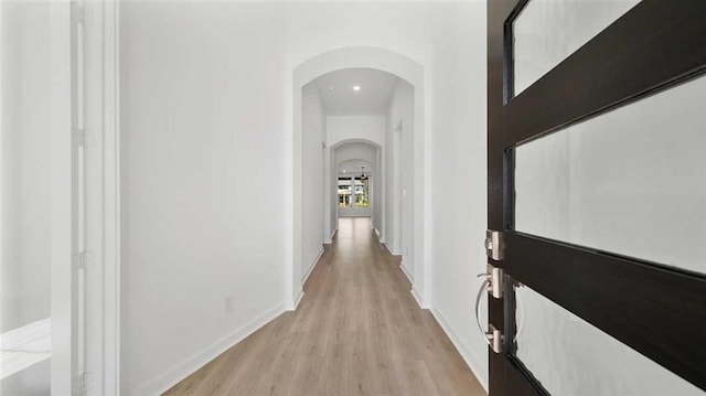 hall featuring light wood-type flooring