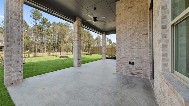 view of patio with ceiling fan