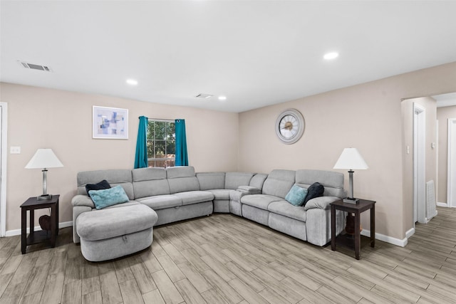 living room featuring light hardwood / wood-style floors