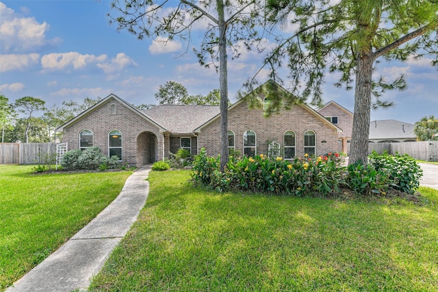 view of front of property with a front lawn