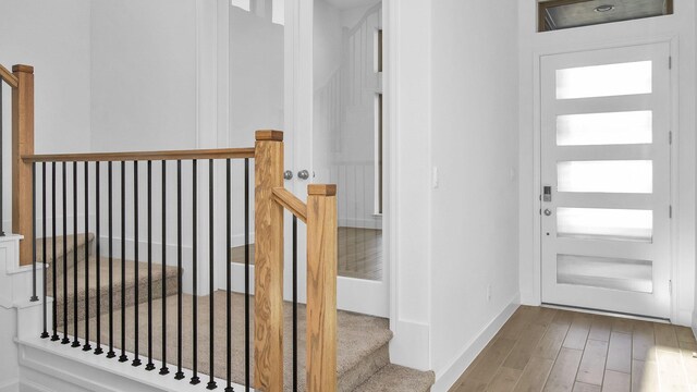 entrance foyer with light wood-type flooring