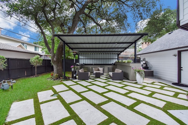 view of patio featuring cooling unit and an outdoor living space