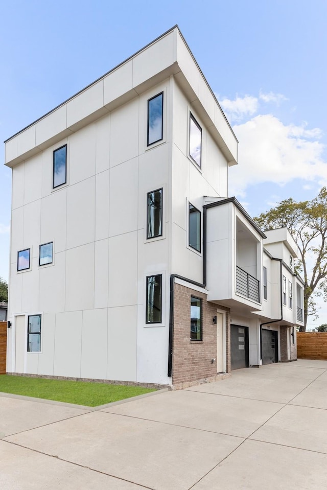 exterior space with a garage