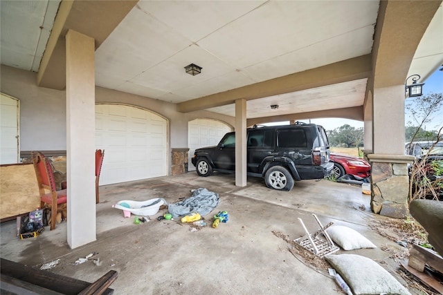 view of garage