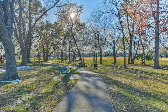 view of home's community with a lawn