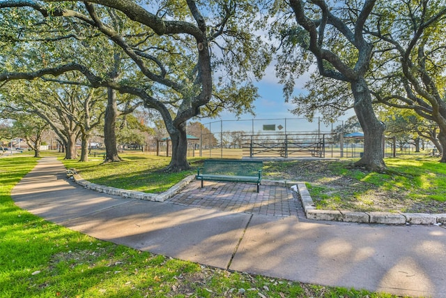 view of community featuring a yard