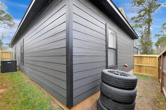 view of property exterior featuring central air condition unit