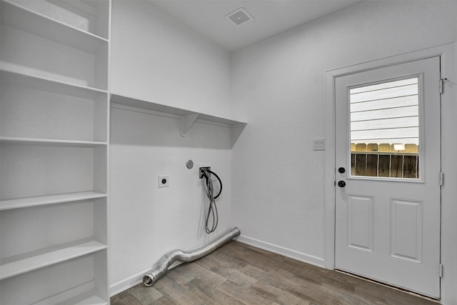 laundry area featuring washer hookup, hookup for an electric dryer, and hardwood / wood-style floors