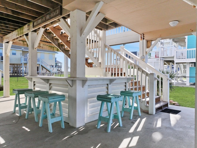 view of patio / terrace with an outdoor bar