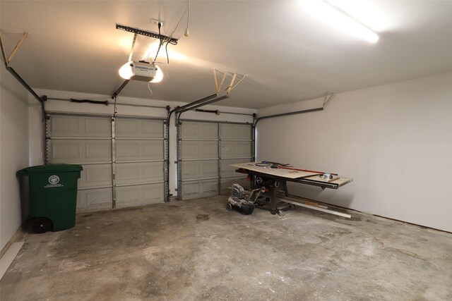 garage with a garage door opener