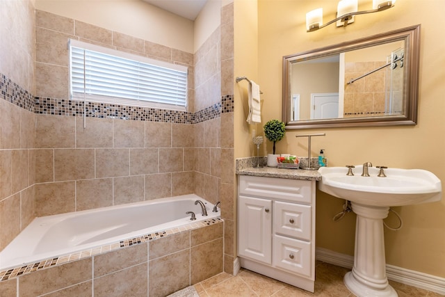 bathroom with tile patterned floors