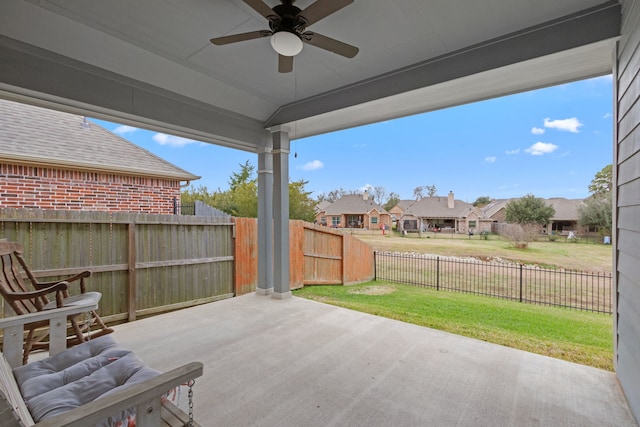 view of patio / terrace featuring ceiling fan