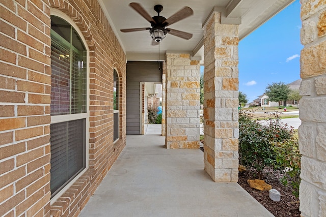 view of patio / terrace featuring ceiling fan