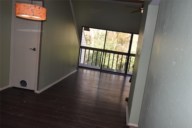 corridor with dark hardwood / wood-style flooring