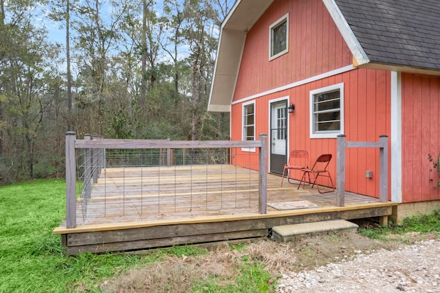 deck featuring an outdoor structure