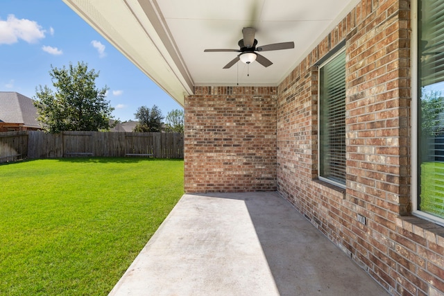 view of patio with ceiling fan