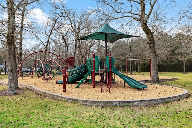 view of play area with a yard