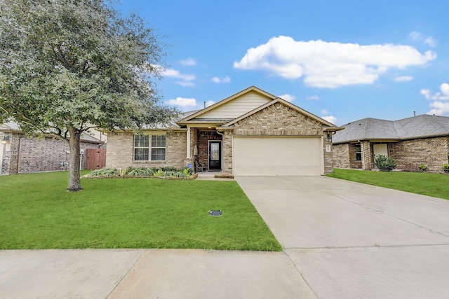 view of front facade featuring a front lawn and a garage