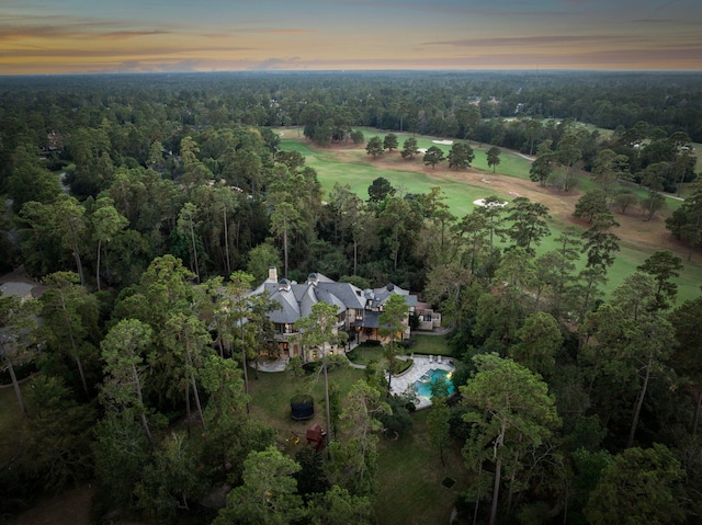 view of aerial view at dusk