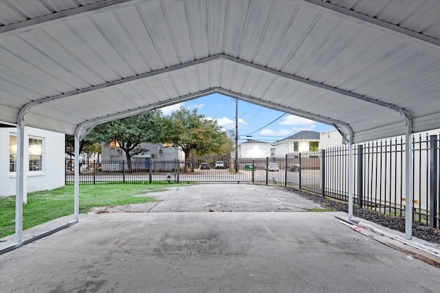 view of parking / parking lot with a carport