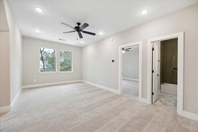 interior space featuring ceiling fan