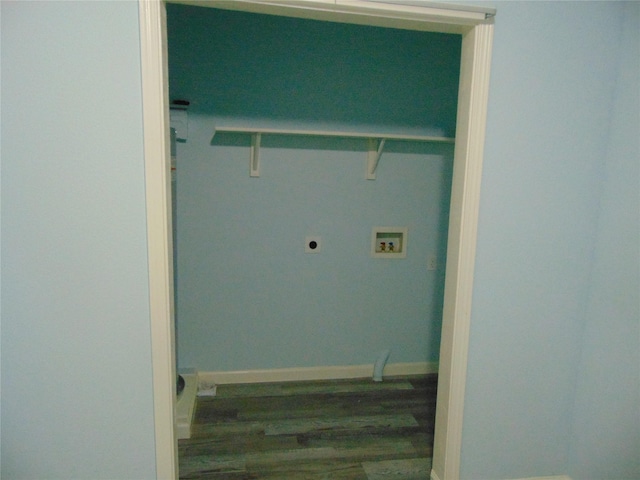 laundry area featuring dark wood-type flooring, hookup for an electric dryer, and hookup for a washing machine