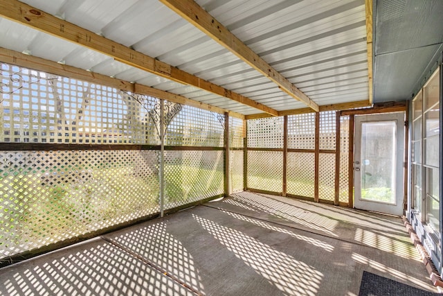 view of unfurnished sunroom