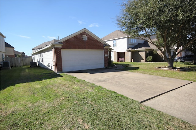 view of front facade with central AC unit and a front yard