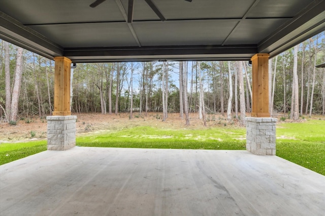 view of patio with ceiling fan