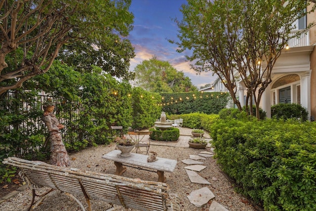 yard at dusk with a patio