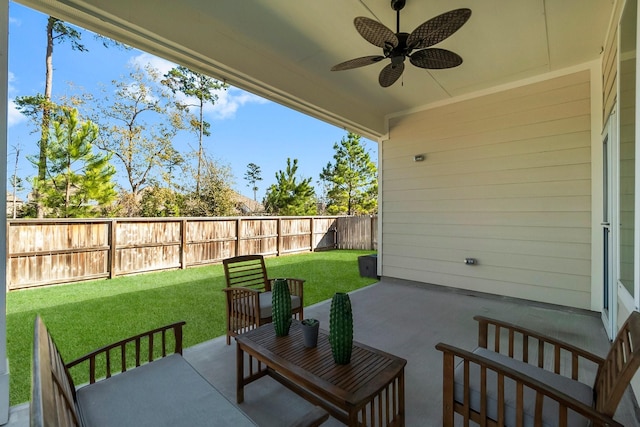 view of patio / terrace with ceiling fan