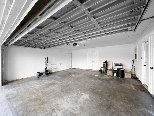 garage with a garage door opener