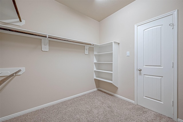 spacious closet with light colored carpet