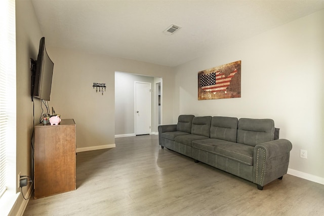 living room with hardwood / wood-style flooring