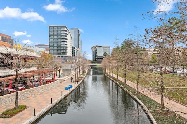 view of dock featuring a water view