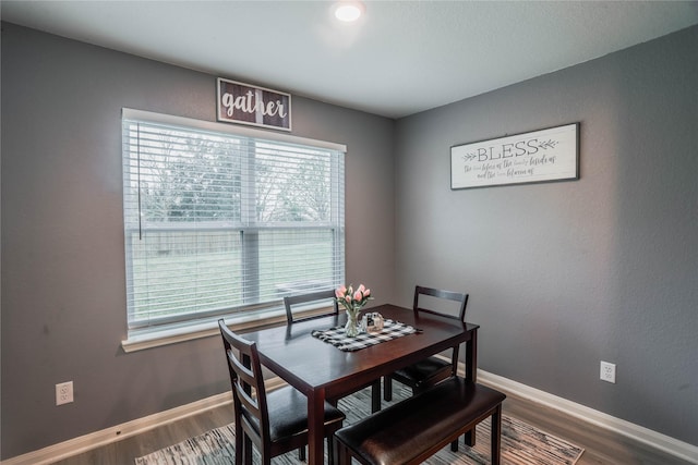 dining room featuring hardwood / wood-style flooring and a healthy amount of sunlight