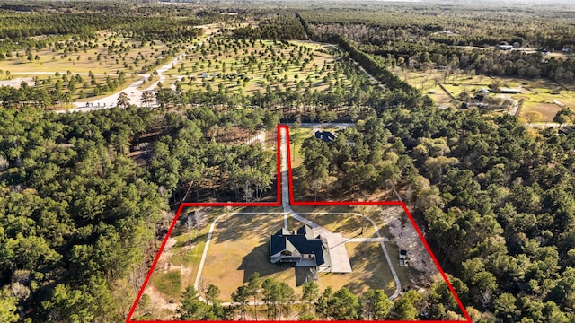 birds eye view of property featuring a rural view