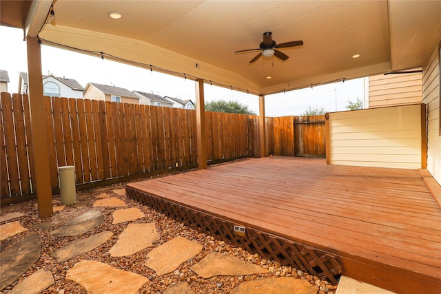 wooden terrace with ceiling fan