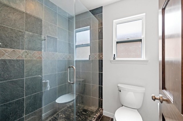 bathroom featuring toilet and walk in shower