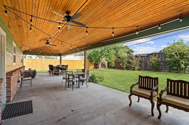 view of patio with ceiling fan